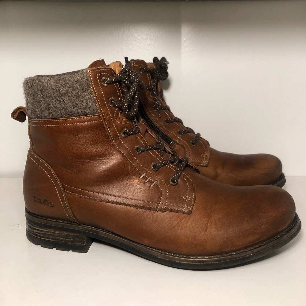 Taos Cutie Women’s 11  Brown Leather Lace Up Side Zip Comfort Ankle Boots